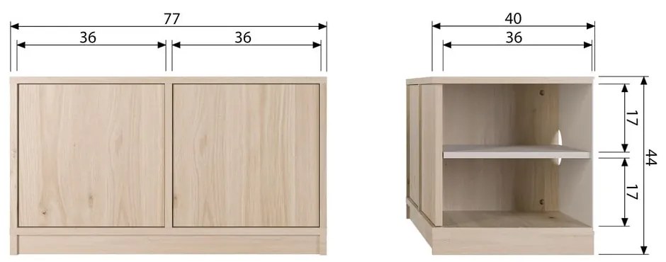 Natúr színű moduláris TV-állvány tölgyfa dekorral 77x44 cm Modulair – vtwonen