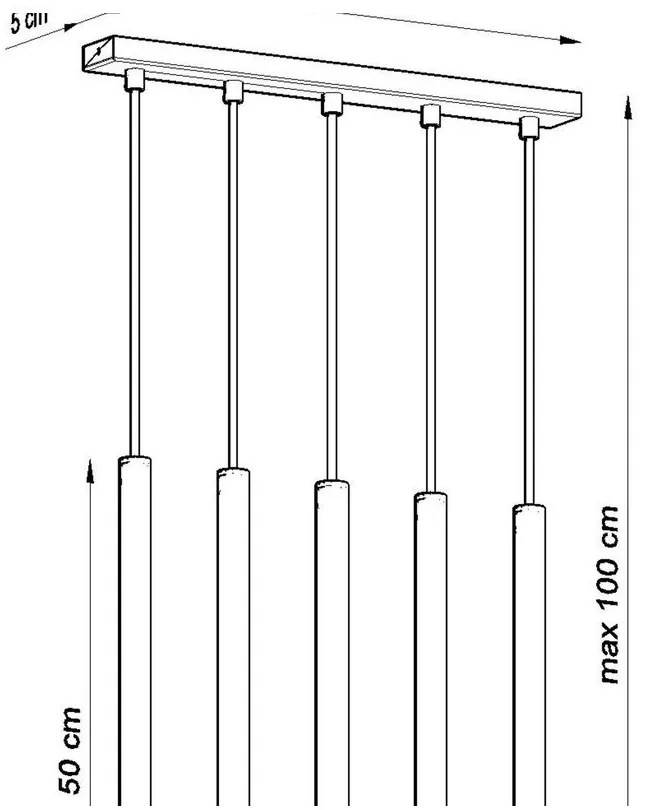 Fideus fekete függőlámpa, hosszúság 45 cm - Sollux