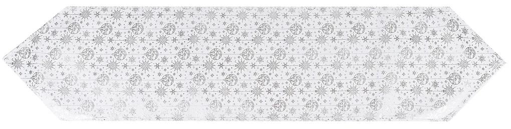 Téli karácsonyi asztali futó, ezüst, 32 x 140 cm