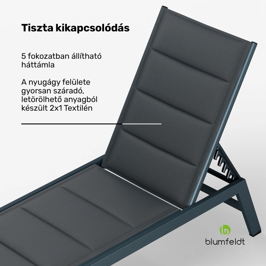 Blumfeldt Renazzo Lounge Napozóágy, 120 kg teherbírás, 5 fokozat, vízlepergető