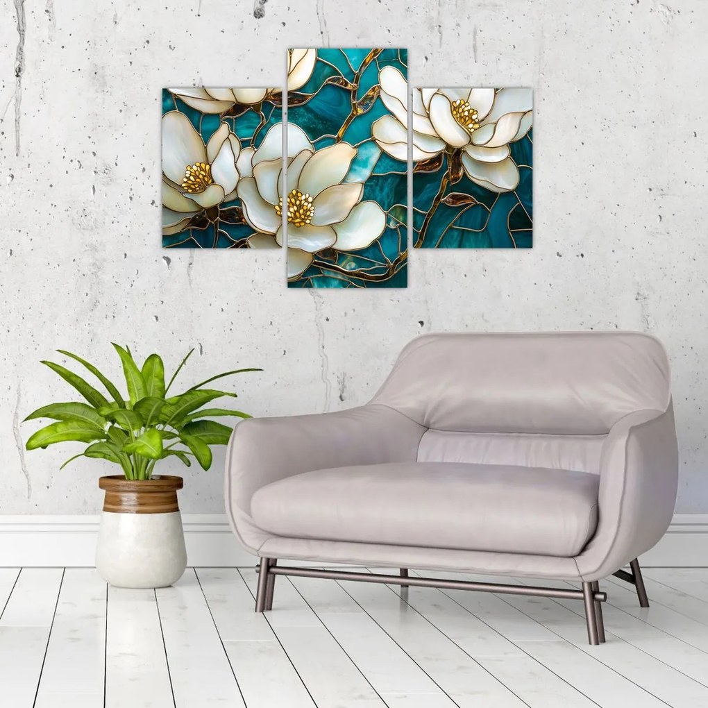 Kép - Ólomüveg magnóliával (90x60 cm)