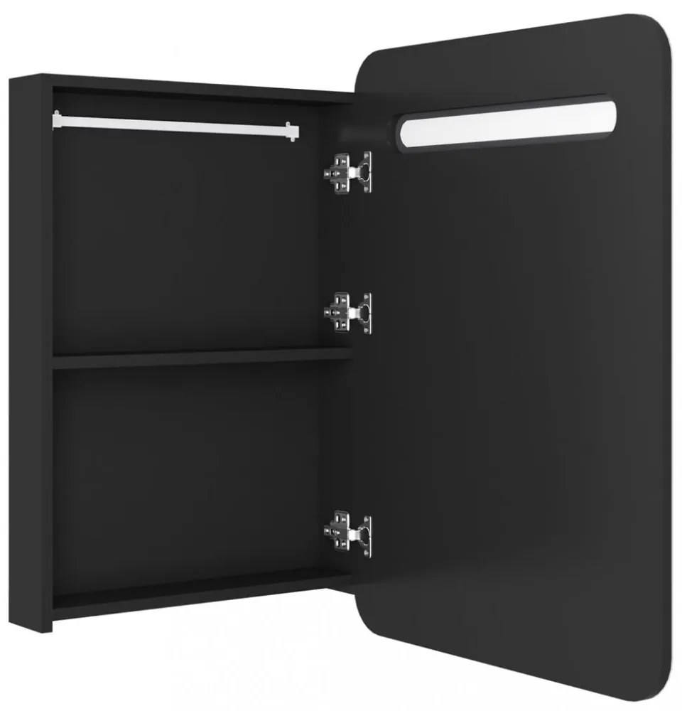 fekete LED-es tükrös fürdőszobaszekrény 60 x 11 x 80 cm
