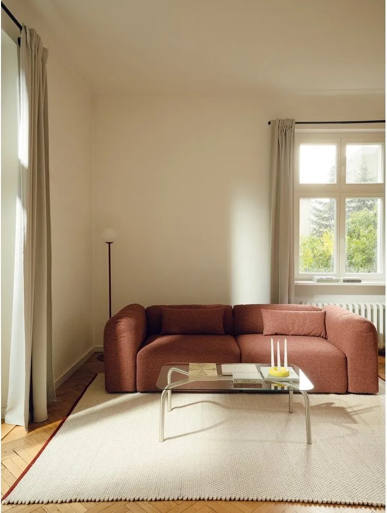 Piros-bézs kézi szövésű gyapjú futószőnyeg 80x170 cm Lenu – noo.ma