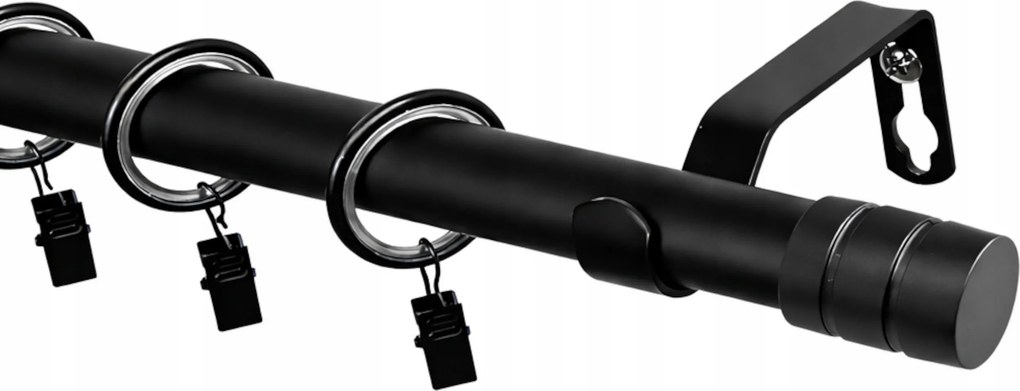 Fém Függönykarnis Loft Szimpla 19 MIX Végű Fekete Matt 180cm