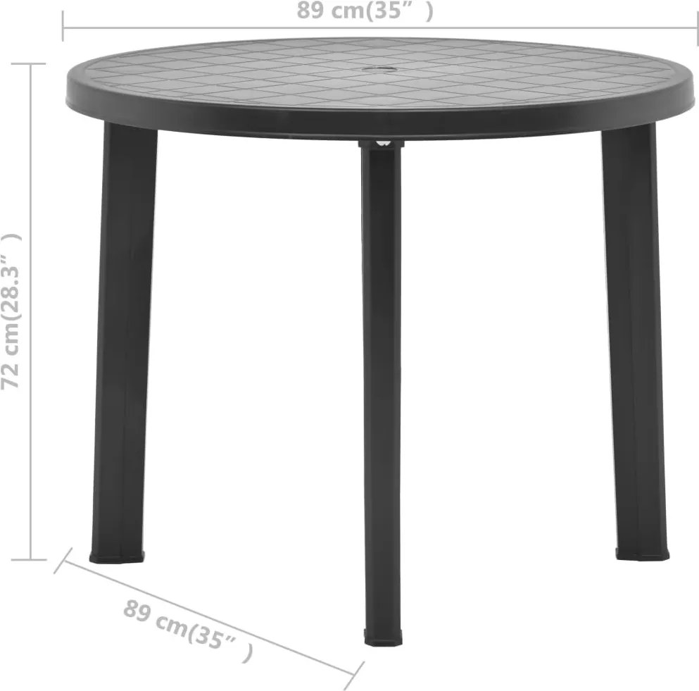 Antracitszürke műanyag kerti asztal 89 cm