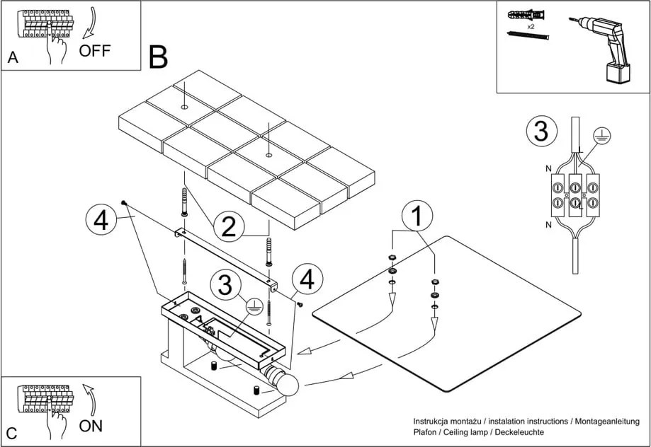 Fehér mennyezeti lámpa üveg búrával 40x47.5 cm Parola – Sollux