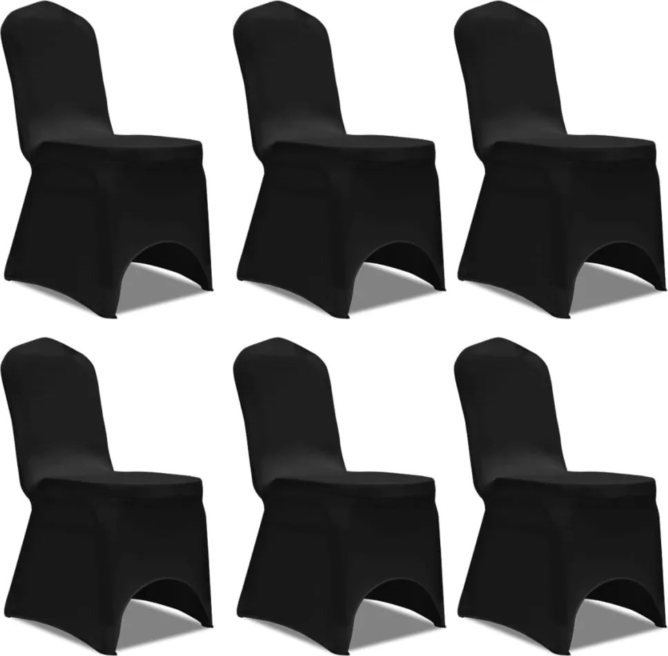 vidaXL Szék Burkolat Nyujtható Fekete 6 db