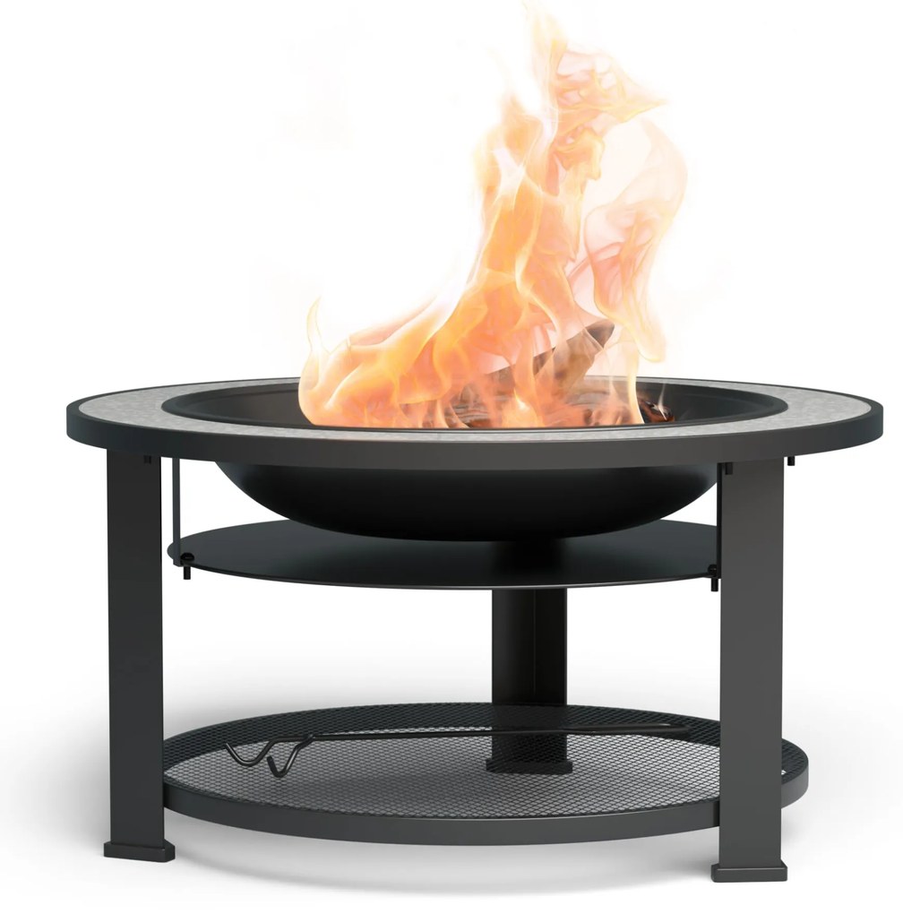 Merano Circolo 3 az 1-ben, tűzrakóhely grill funkcióval, használható asztalként, 87 cm-es átmérő