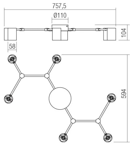 Redo 01-4048 - Spotlámpa WEBB 6xGU10/10W/230V fekete