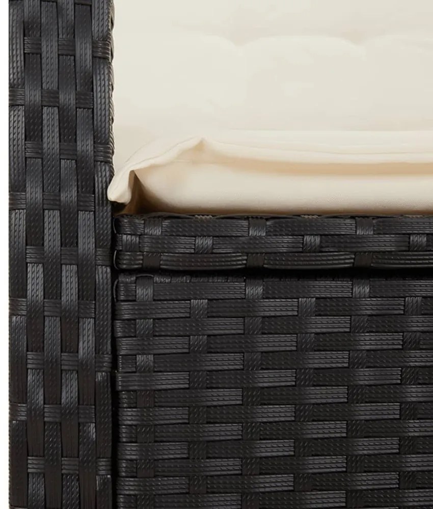 fekete polyrattan dönthető kerti pad párnával