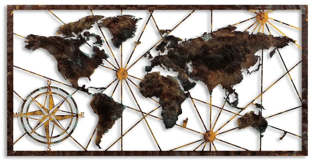 Fém fali dekoráció, World Map Large - 1