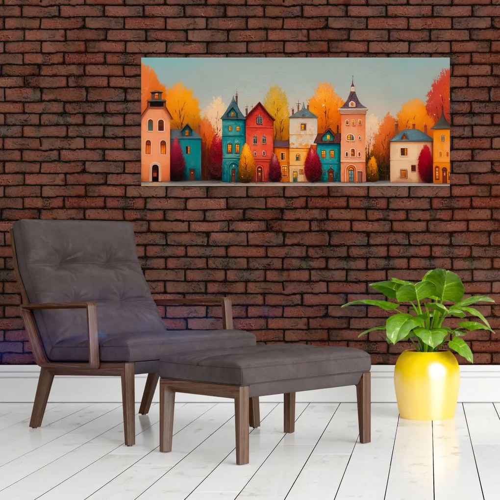 Kép - Őszi falu (120x50 cm)