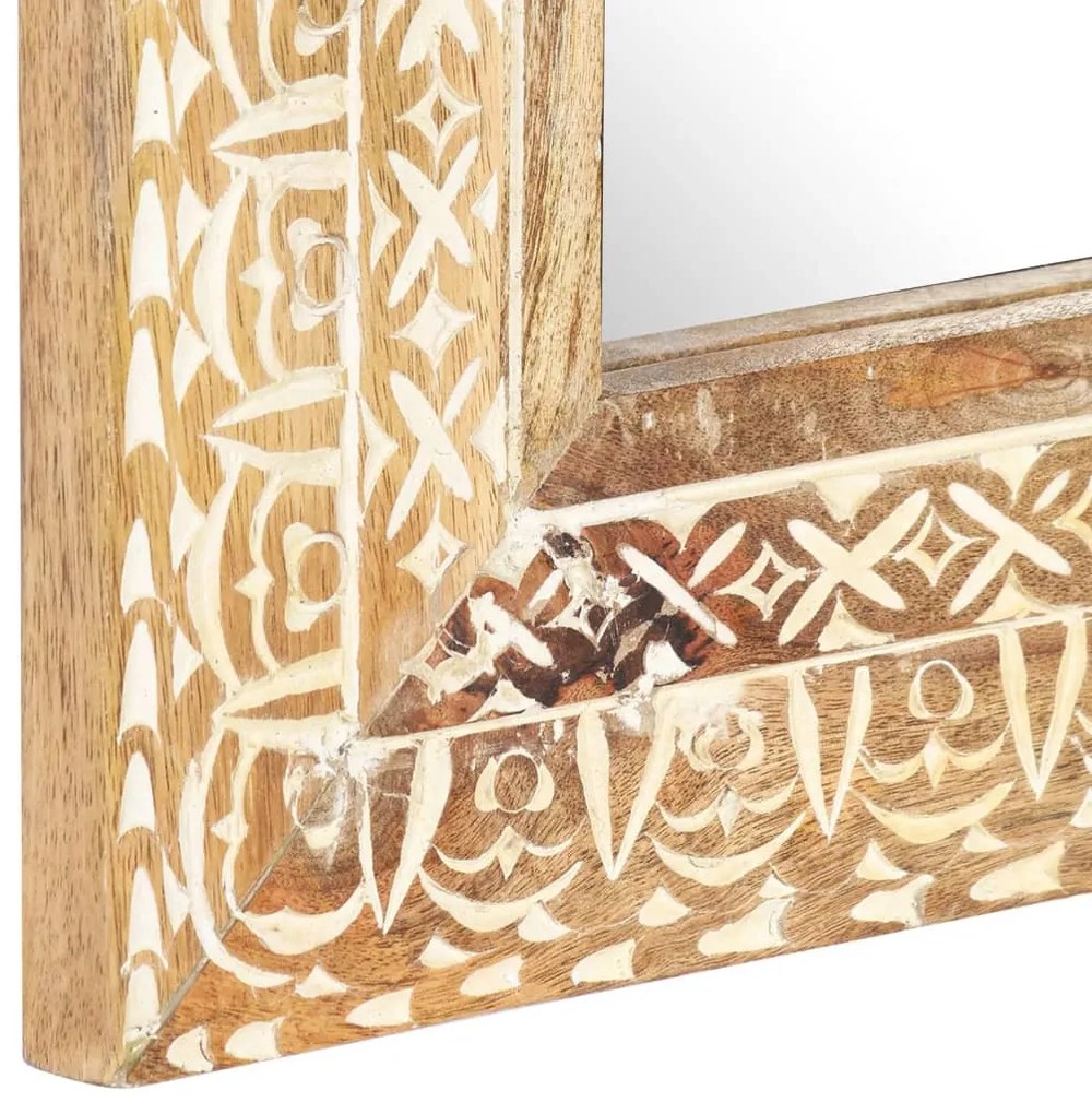 kézzel faragott tömör mangófa tükör 110 x 50 x 2,6 cm