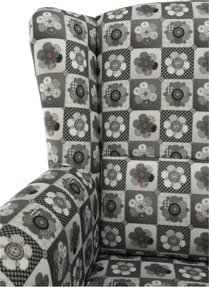 füles fotel puffal, szövet patchwork N1, ASTRID