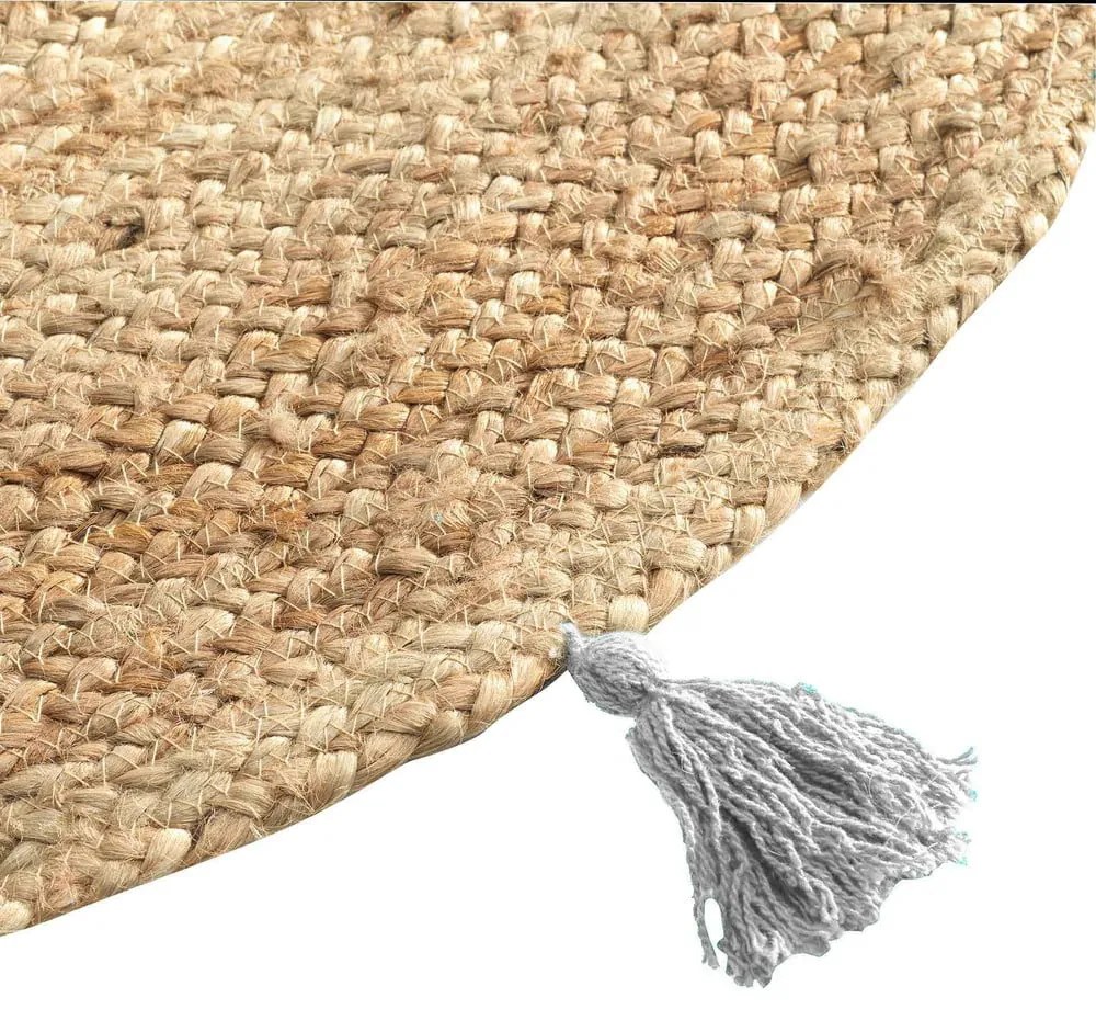 Fehér-natúr színű kerek szőnyeg ø 120 cm Shira – douceur d'intérieur