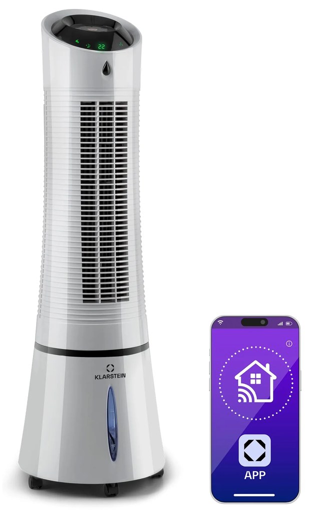 Klarstein Skyscraper Ice Smart, 4 az 1-ben, léghűtő és ventilátor, WiFi, 180m³/ó, távirányítóval