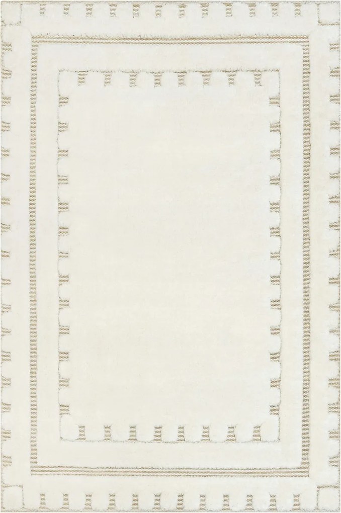 Krémszőnyeg Bézs Shaggy Mintás Nappali Keret Lula Soft 120x170 cm