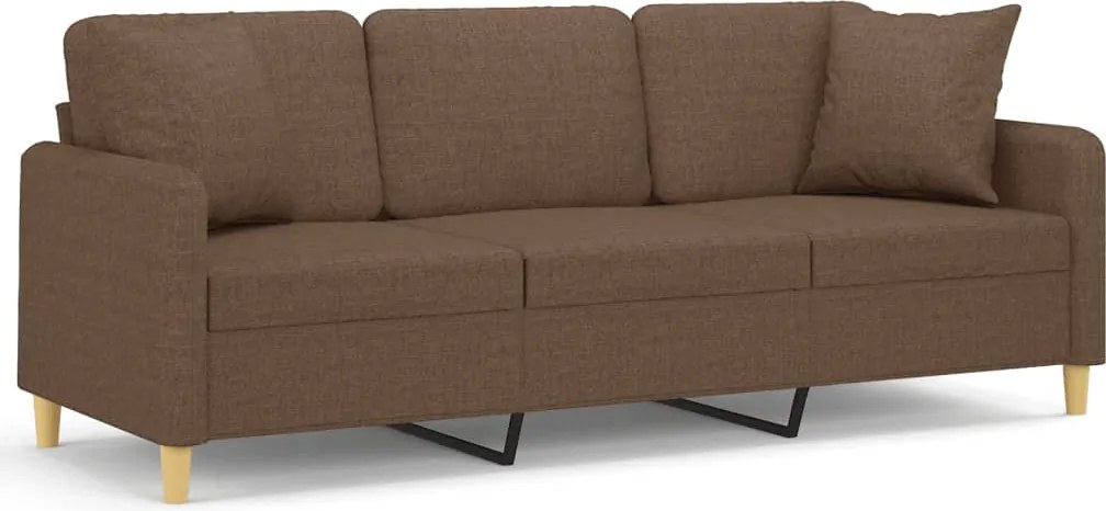 vidaXL 3 személyes barna szövet kanapé díszpárnákkal 180 cm