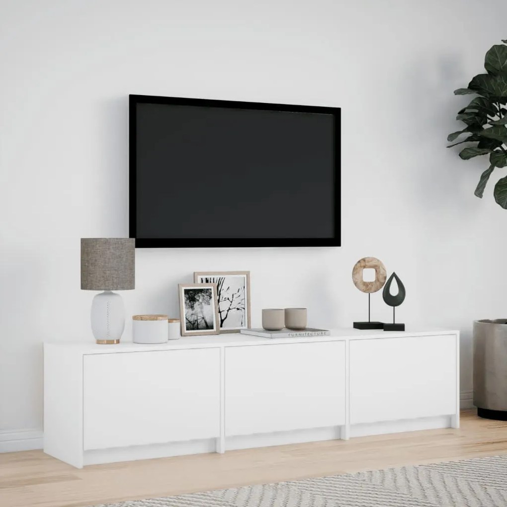 fehér szerelt fa TV-szekrény LED-ekkel 165 x 34 x 40 cm