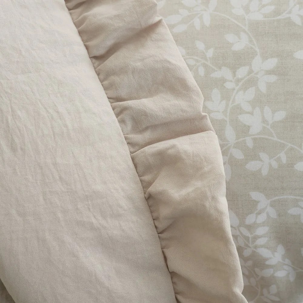 Bézs ágytakaró franciaágyra 220x230 cm Soft Washed Frill – Bianca