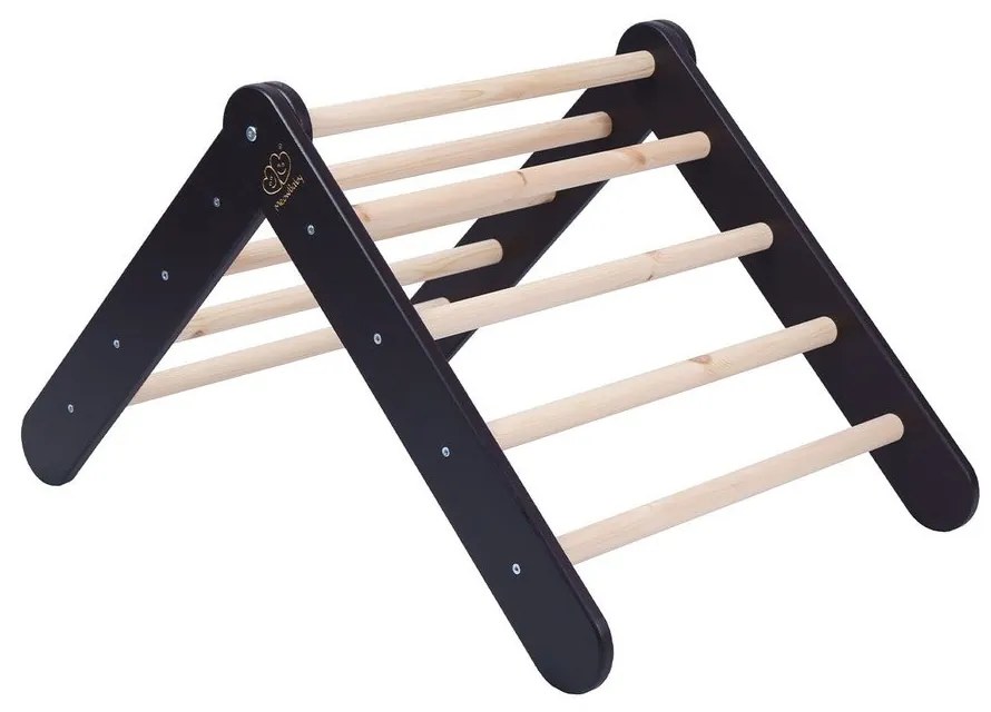 Fekete borovi fenyő pikler háromszög 46x87x60 cm Montessori – Meowbaby