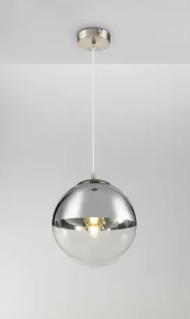 Globo 15853 Függeszték, nikkel matt, üveg átlátszó,króm, ø: 300, Foglalat típusa:1xE27 60W 230V
