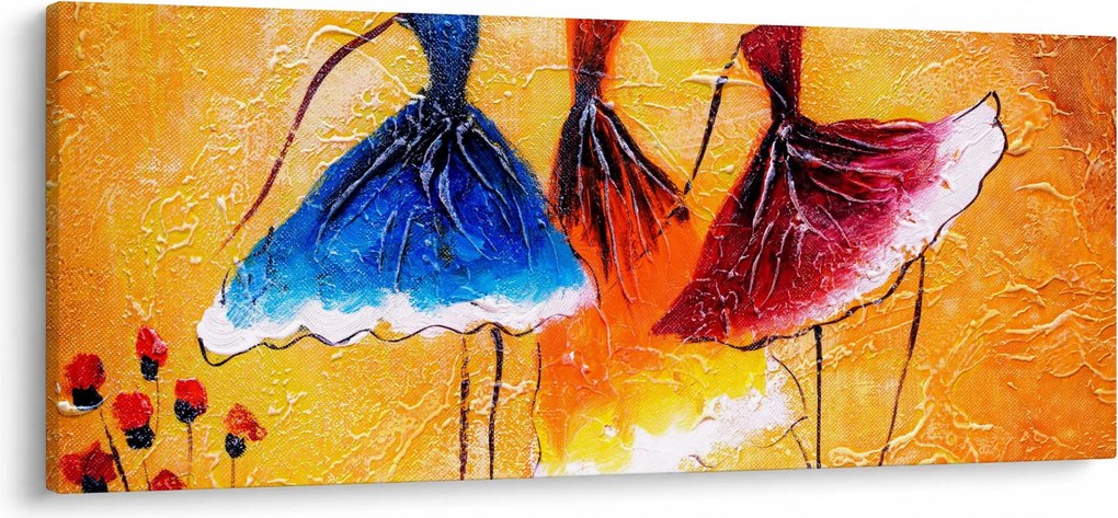 Kép - olajfestmény, balerinák (120x50 cm)