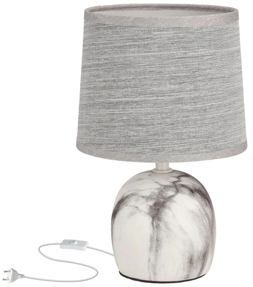 Világosszürke asztali lámpa textil búrával (magasság 25 cm) Adelina – Candellux Lighting