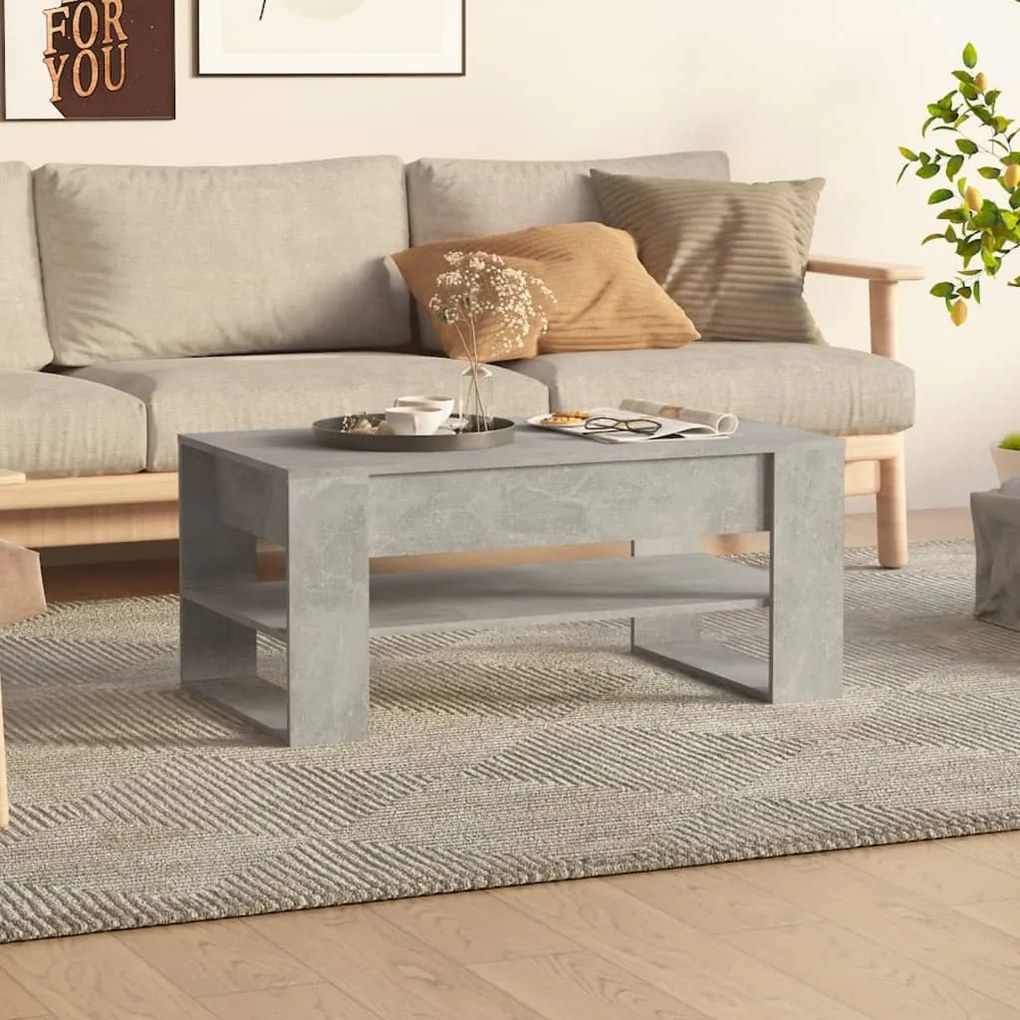 Betonszürke szerelt fa dohányzóasztal 102 x 55 x 45 cm