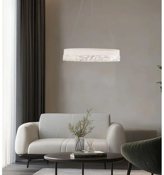 Kábeles LED csillár FROZI LED/32W/230V átm. 50 cm fehér