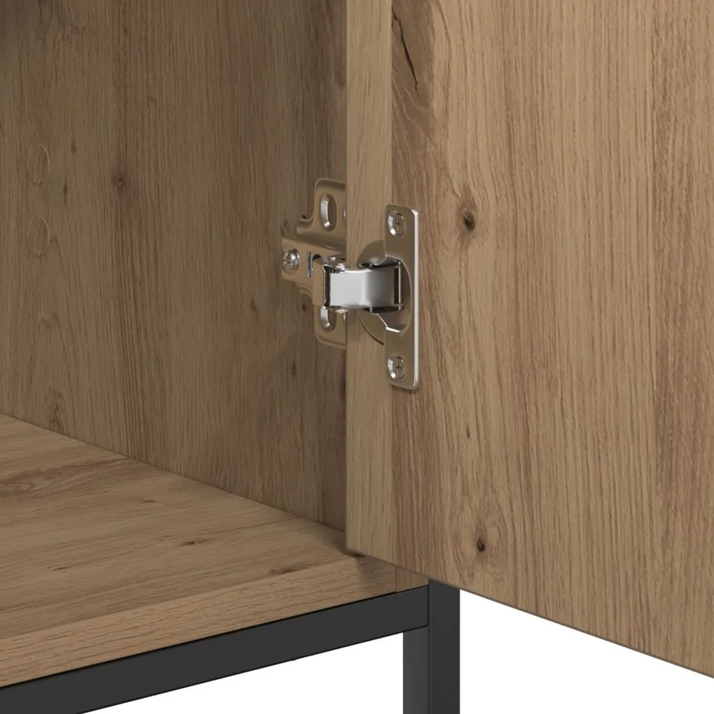 Kézműves tölgy büfé 70x30x80 cm Forgácslap és Acél