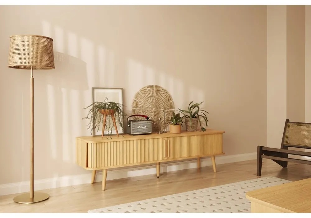 Natúr színű TV-állvány tölgyfa dekorral 178x50x40 cm Rove – Woodman