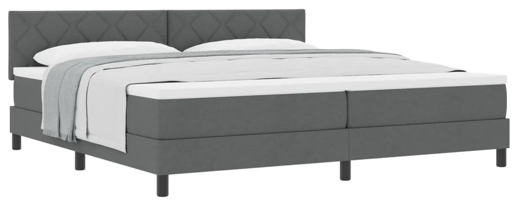 Boxspring Ágy Mattal Sötétszürke 200x200 cm Szövet
