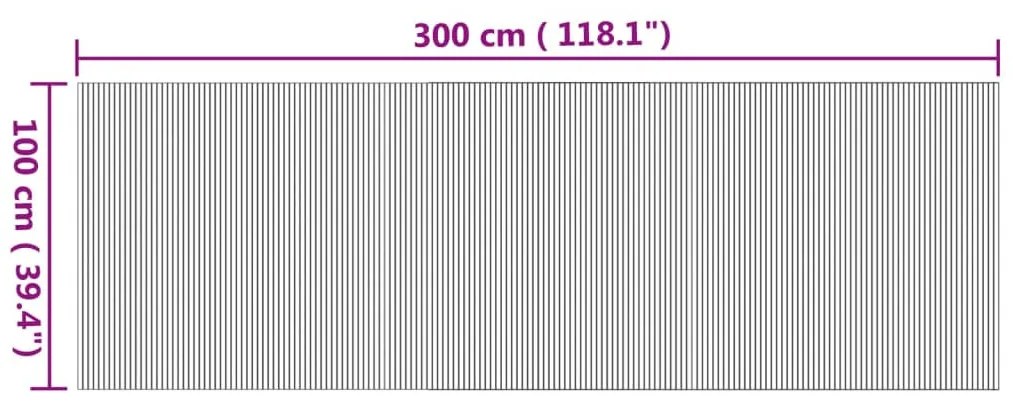 négyszögletű természetes bambusz szőnyeg 100 x 300 cm