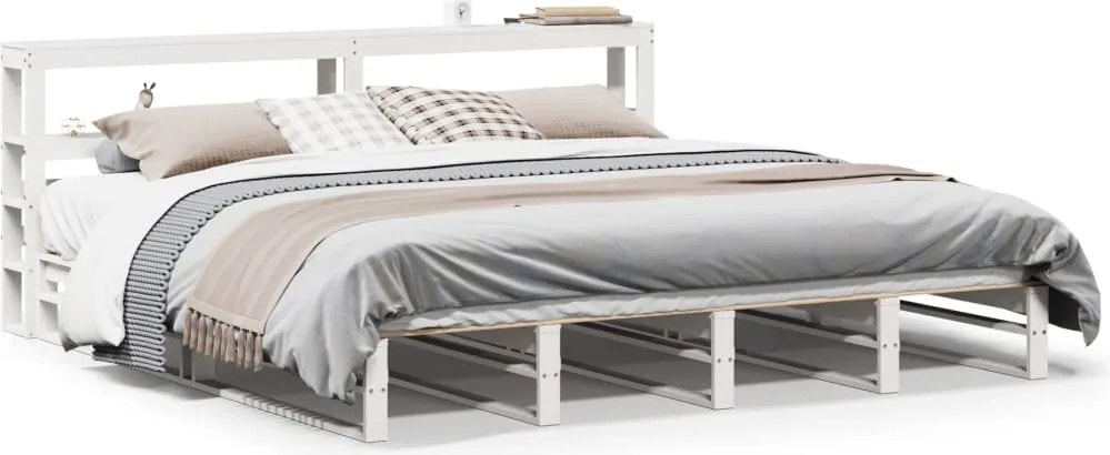 vidaXL fehér tömör fenyőfa ágy matrac nélkül 180 x 200 cm