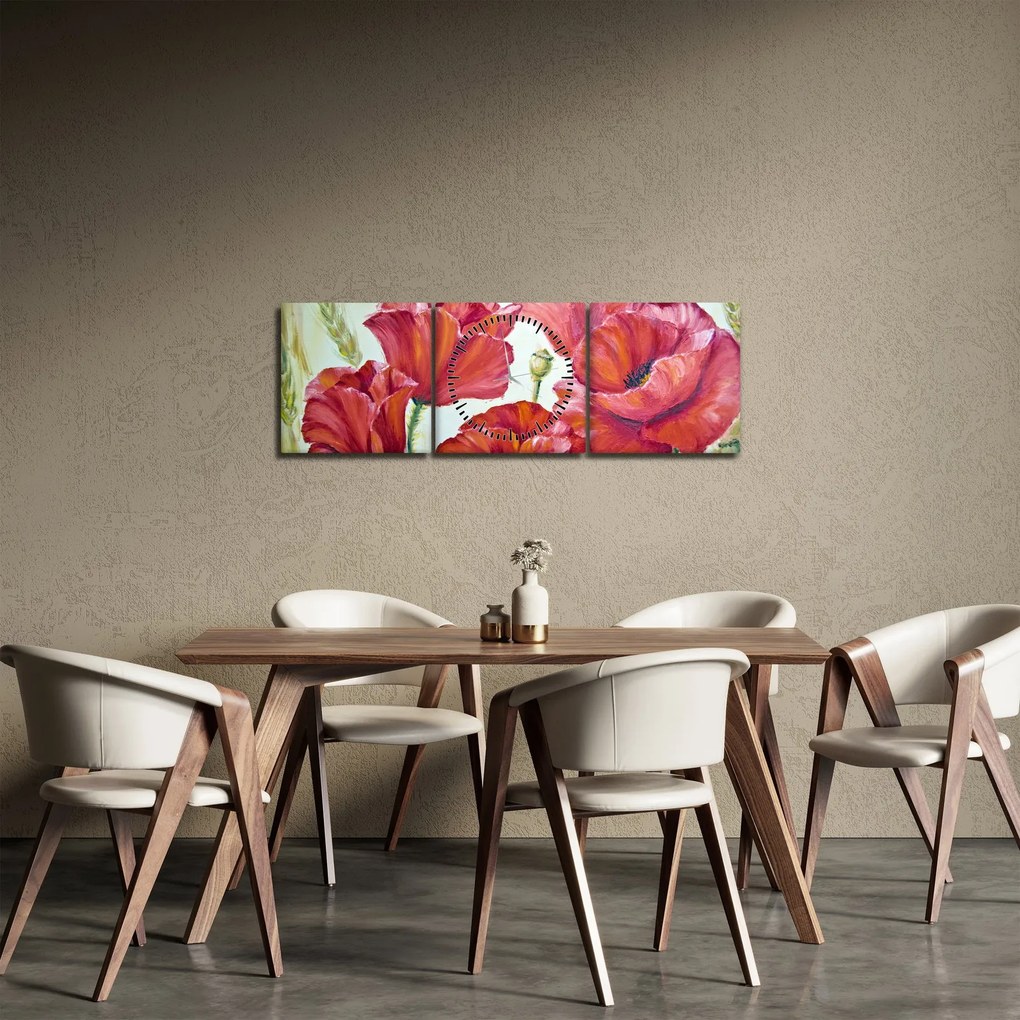 Kép - Pipacsvirágok (órával) (90x30 cm)