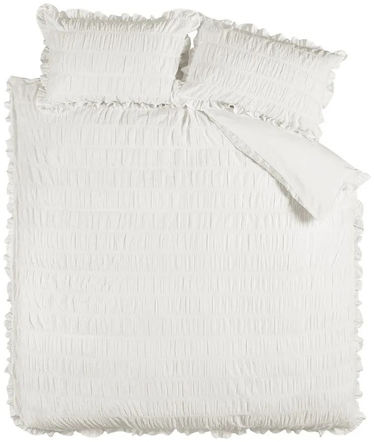 Fehér kétszemélyes krepp ágyneműhuzat 200x200 cm Seersucker Frill – Catherine Lansfield