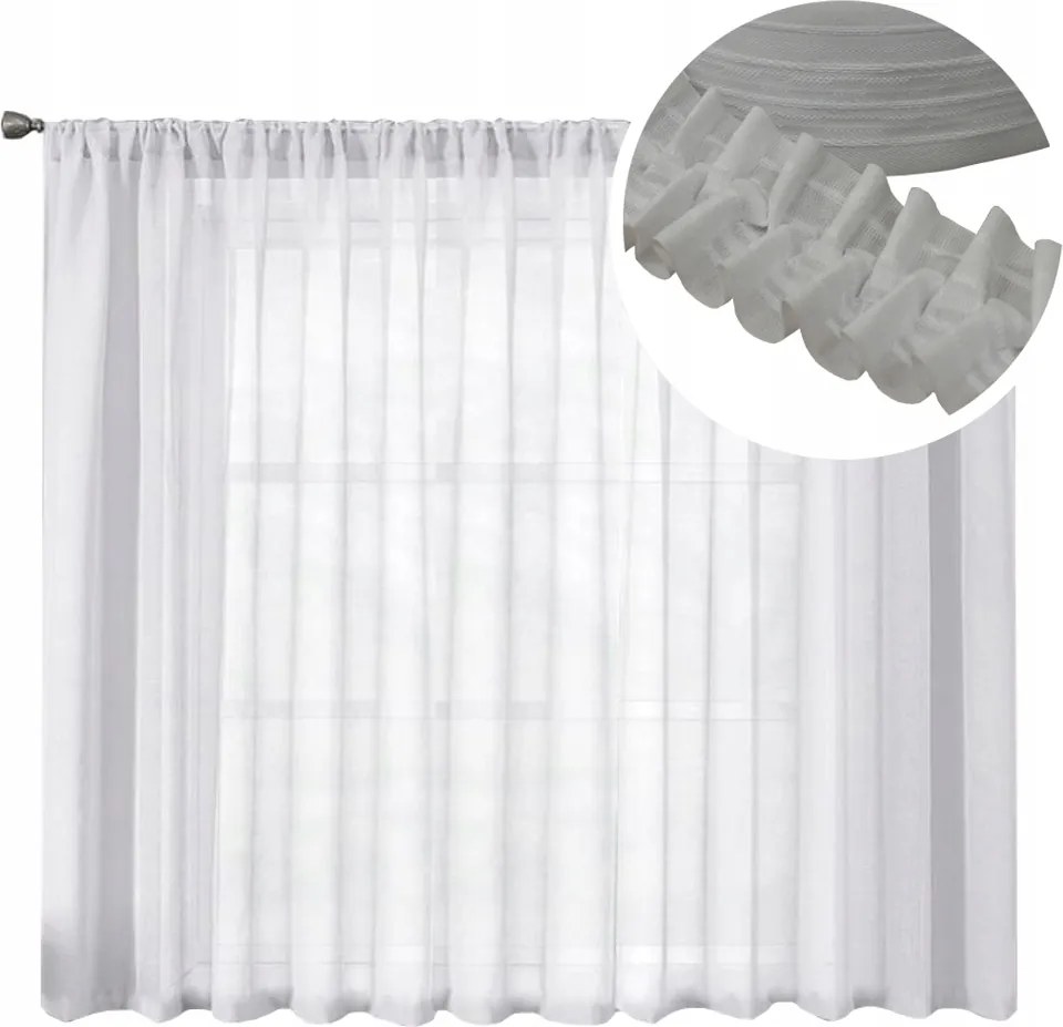 Fátyolfüggöny Kész Fátyolfüggöny fehér szalaggal 300x150 cm magas