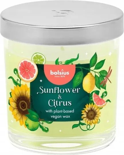 Illatgyertya Vegán Viasz Üvegben Napraforgó És Citrus 25H