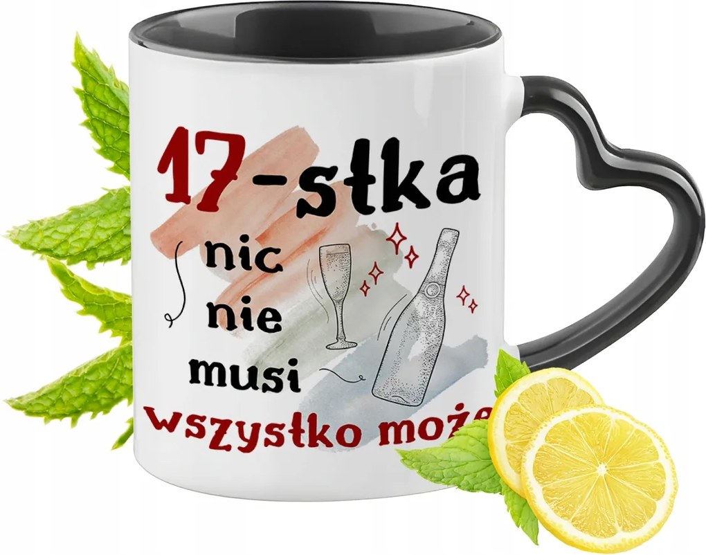 Születésnapra 17 17-es Fekete Bögre Szív Alakú Füllel Ajándék