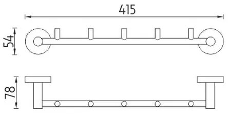 NIMCO UN 13054-5-26 - Fali törölközőtartó UNIX 41,5 cm fényezett króm