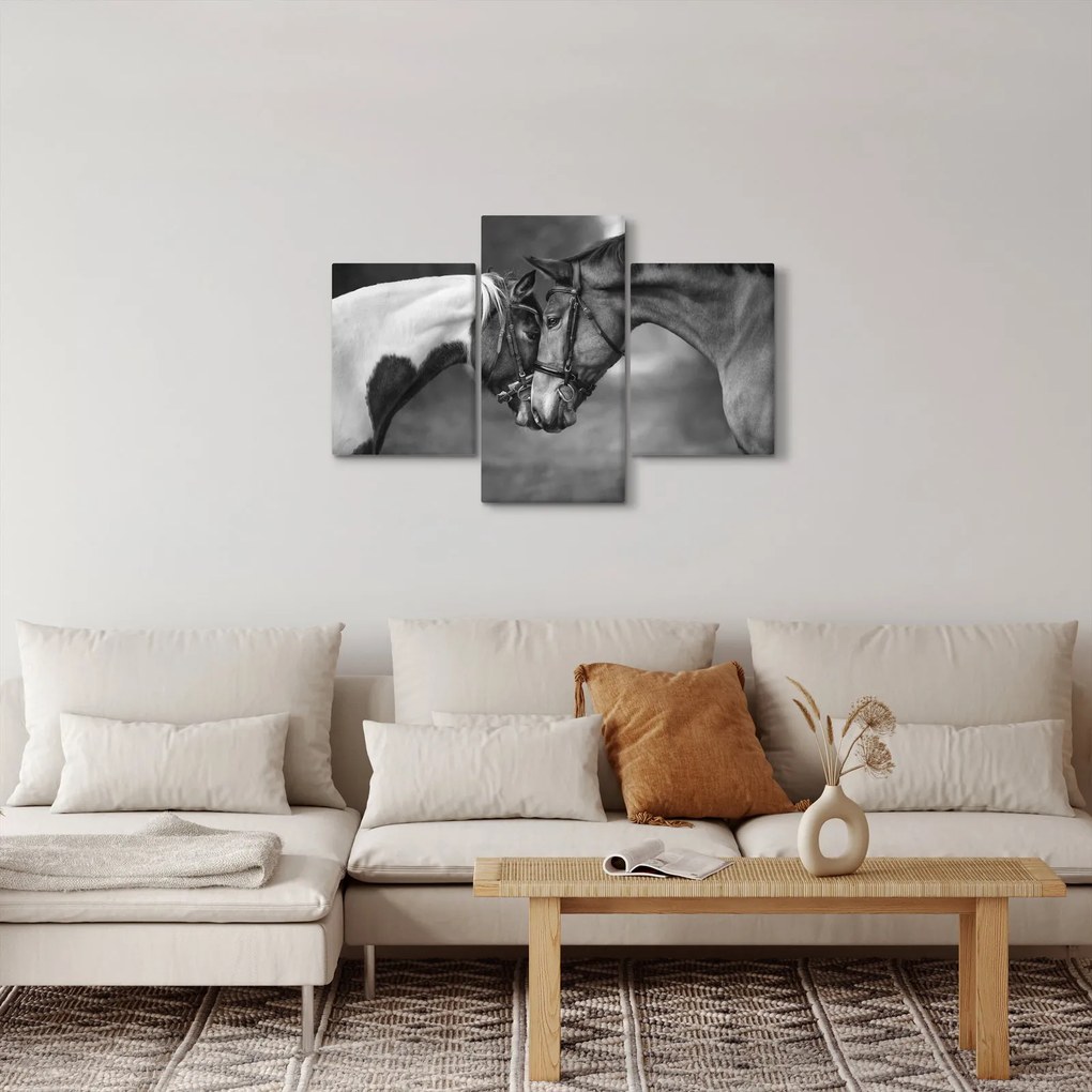 Kép - Szerelmes lovak, fekete-fehér (90x60 cm)