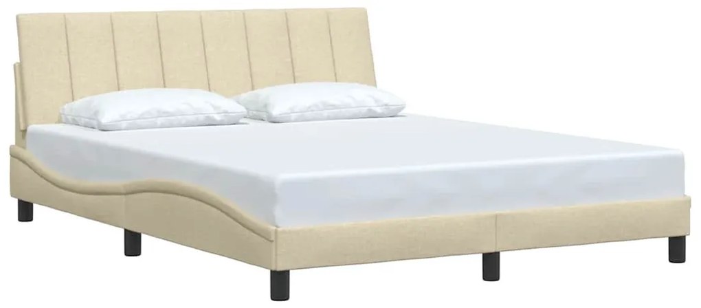 krémszínű szövet ágykeret matrac nélkül Hanko 160 x 200 cm