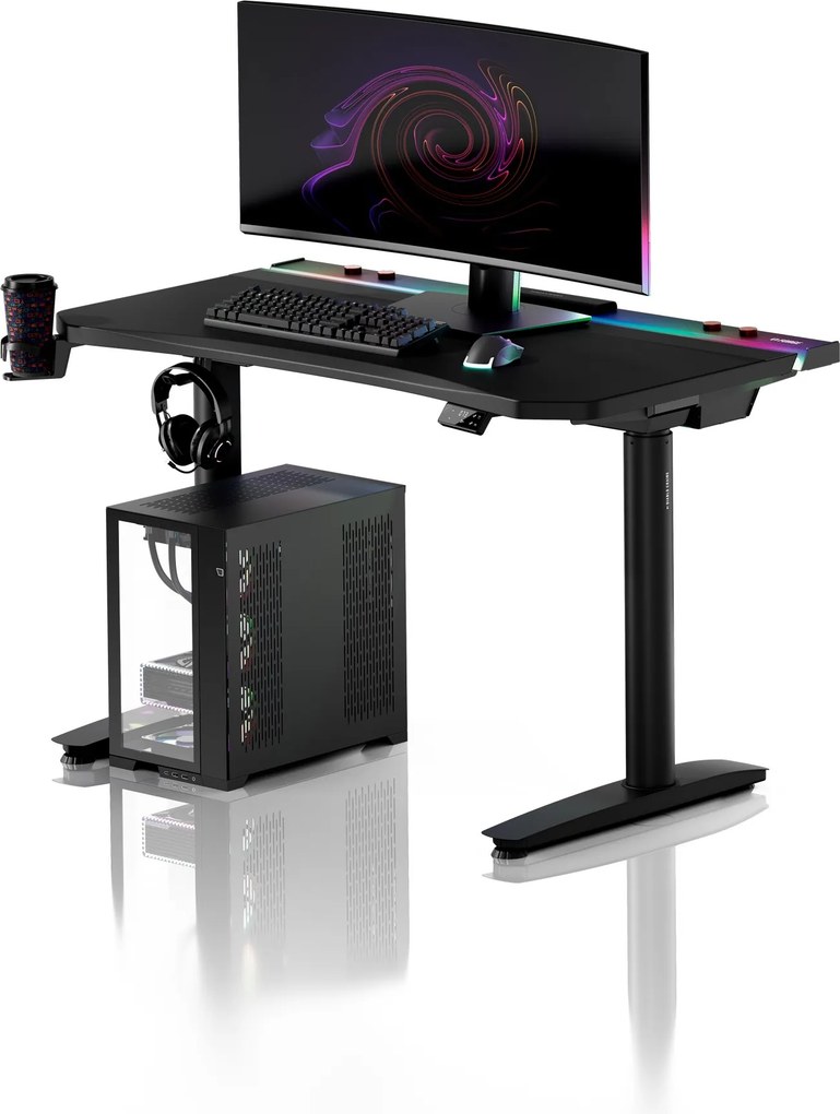 Elektromos RGB gamingasztal tartókkal, fekete, 120 cm: Diablo X-Forge 1200