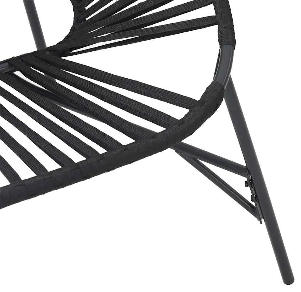3 db fekete polyrattan kerti szék szett
