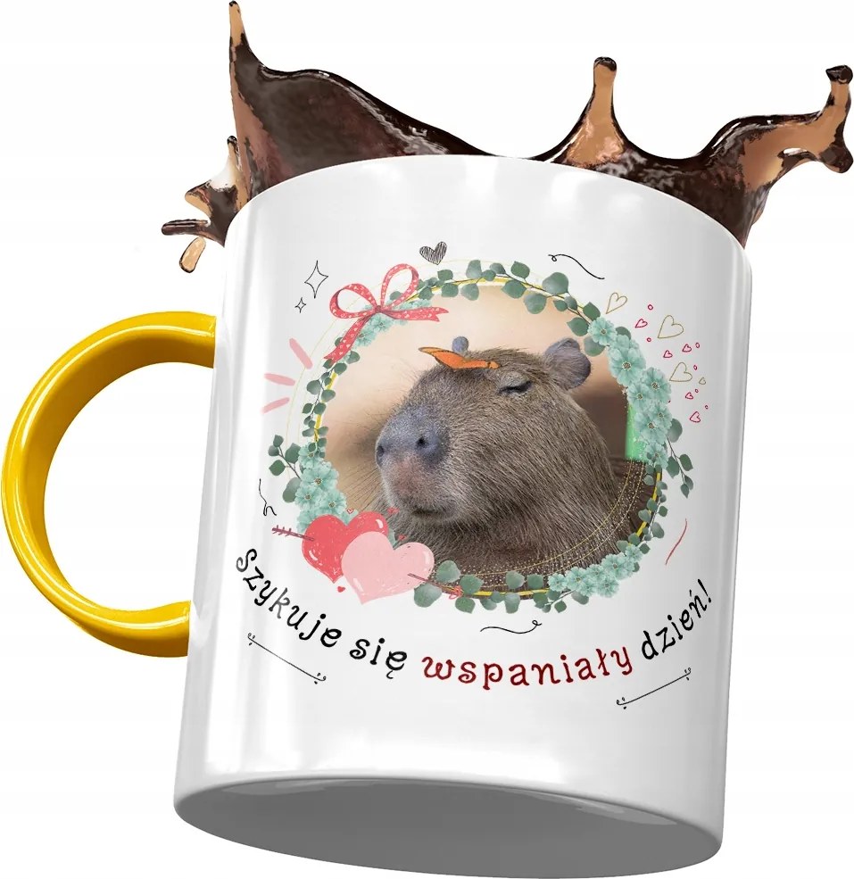 Sárga Kapibara Bögre Születésnapra Névnapra Ajándék Nyomtatott Fotóval