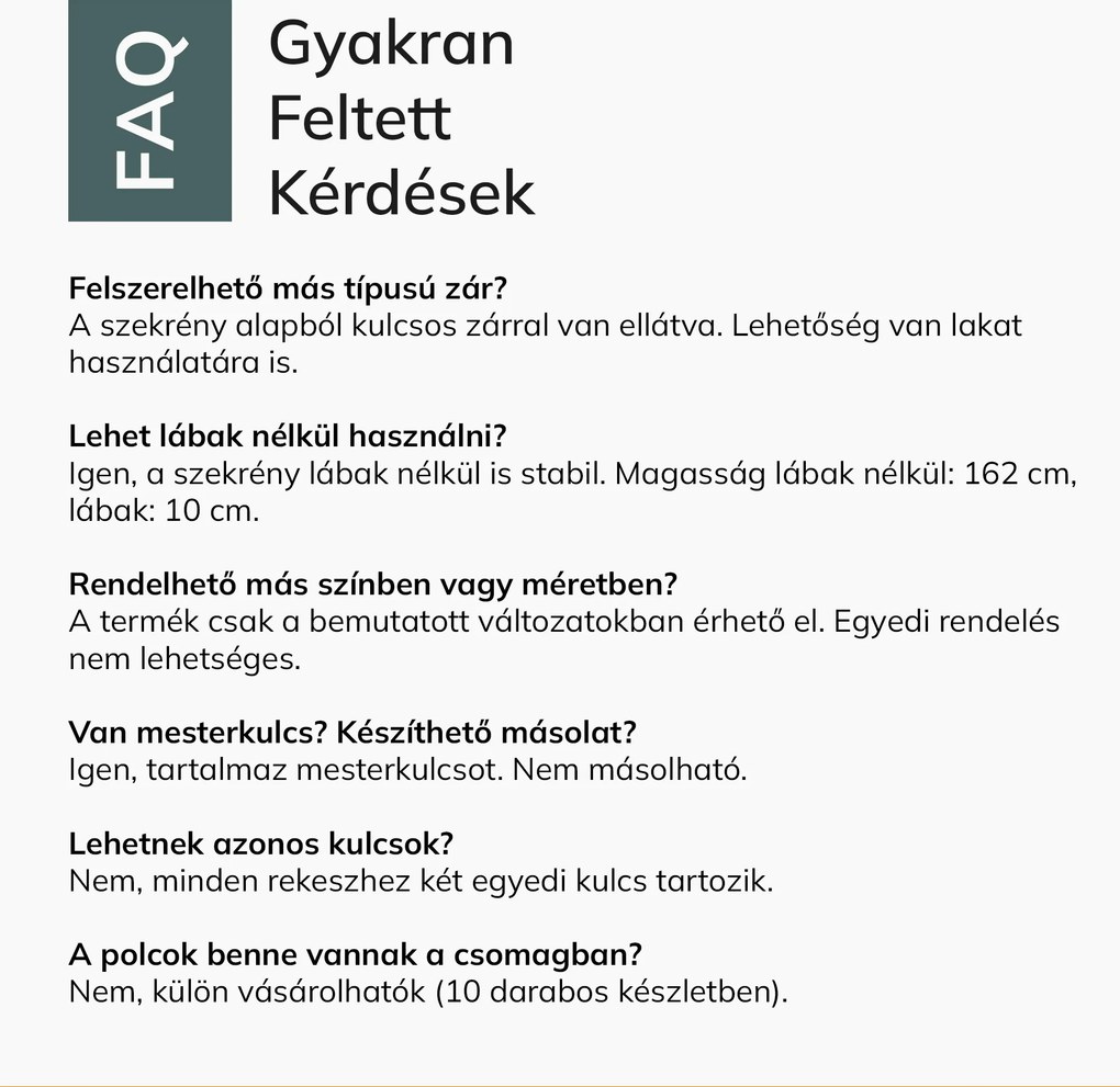 Öltözőszekrény 10-ajtós szürke-zöld-sárga, 1360x1720x450 mm: BARTEK