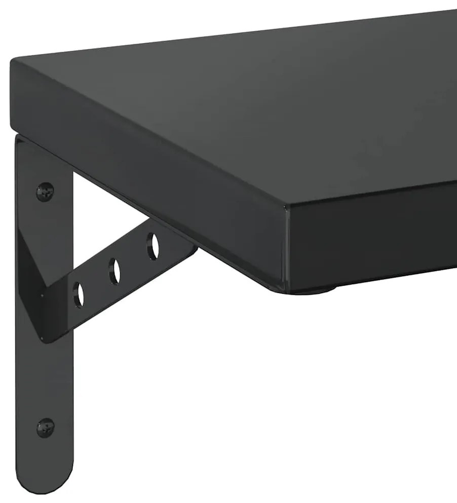 2 db fekete rozsdamentes acél fali polc 50 x 23,5 cm