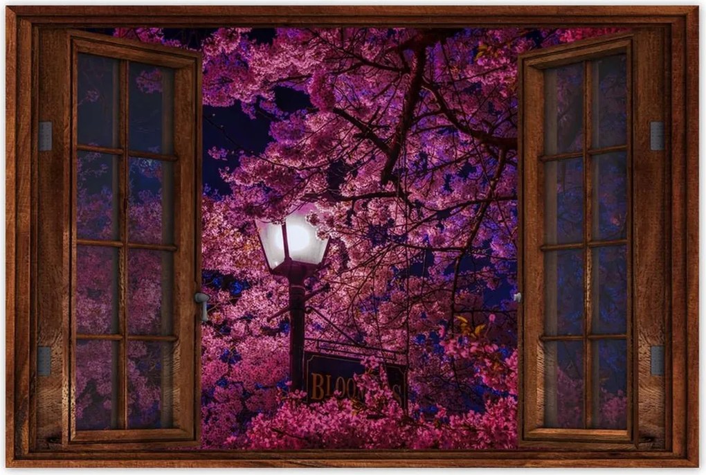 Poszterek 90x60 Mély éjszaka Lámpa Virágok