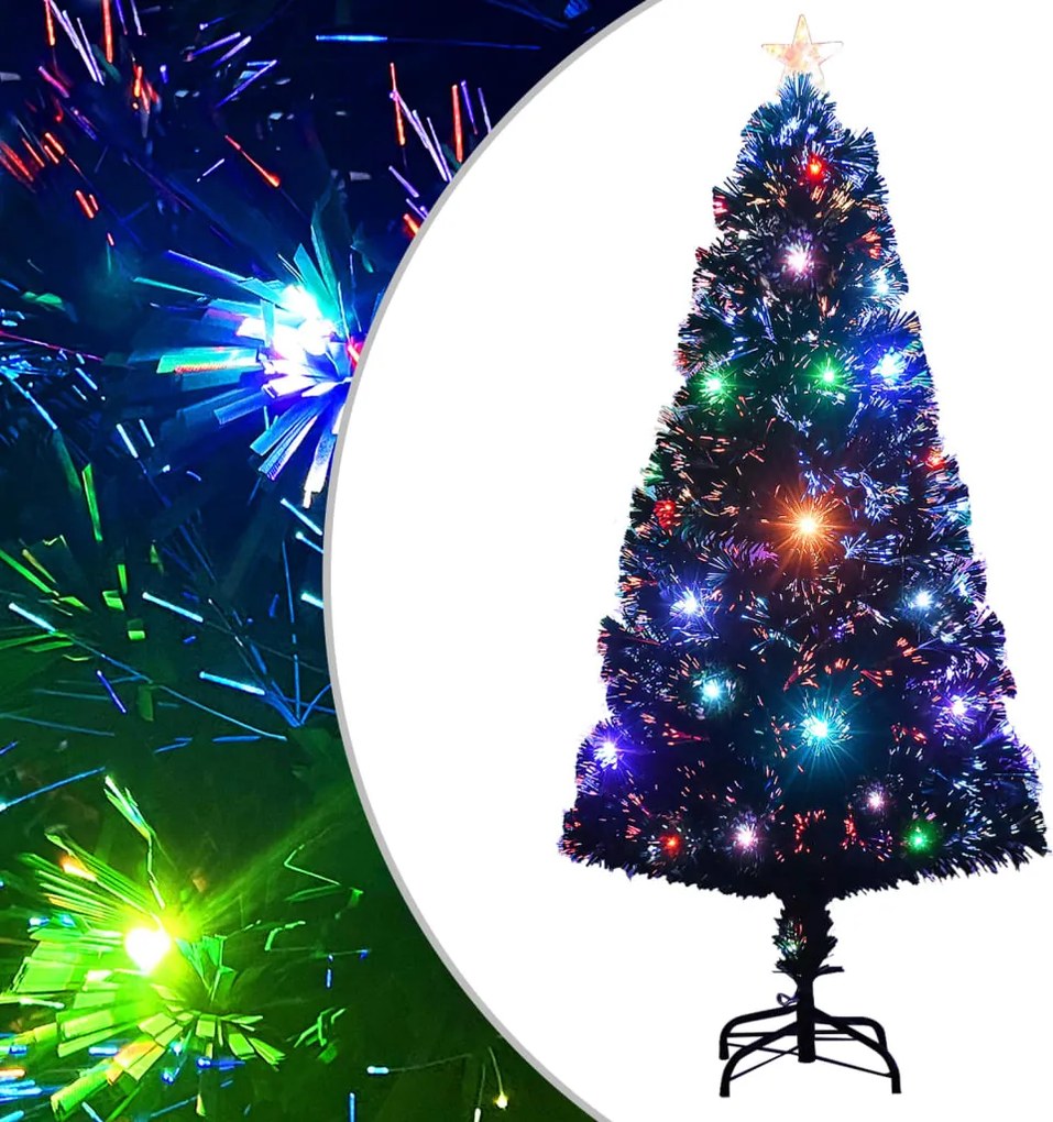 vidaXL száloptikás megvilágított karácsonyfa állvánnyal és LED-es 120 cm